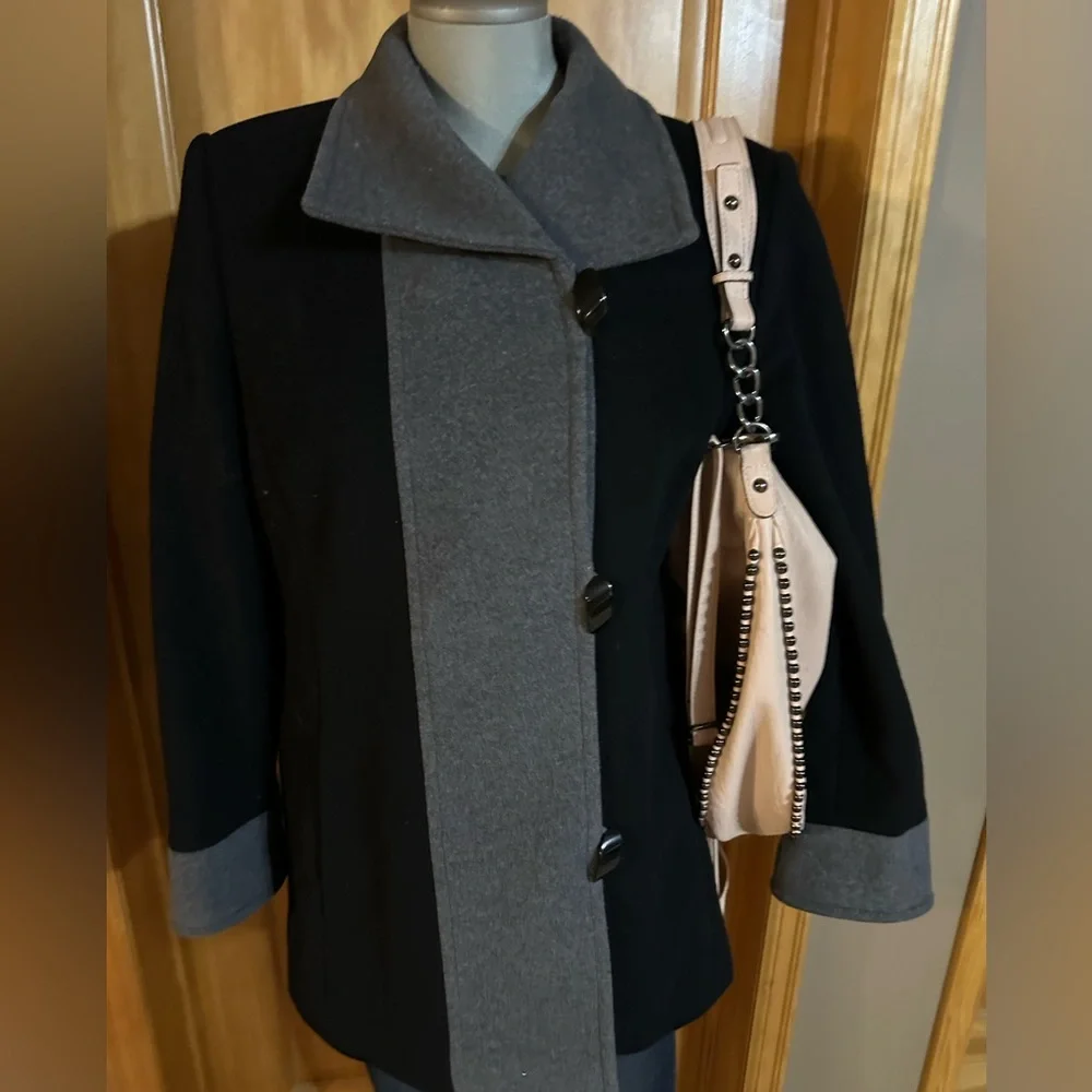 Color Block Pea Coat - Picture 2 of 9